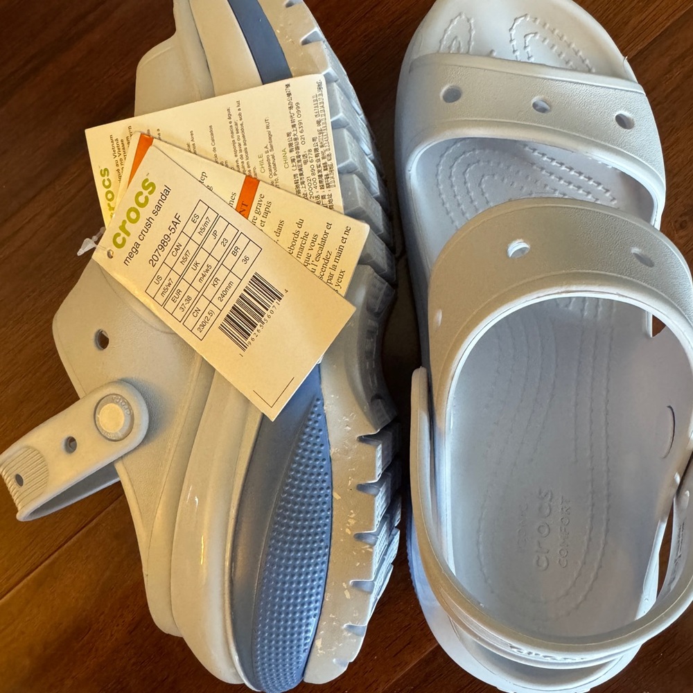 CROCS Gray Sandals with Perforated Design